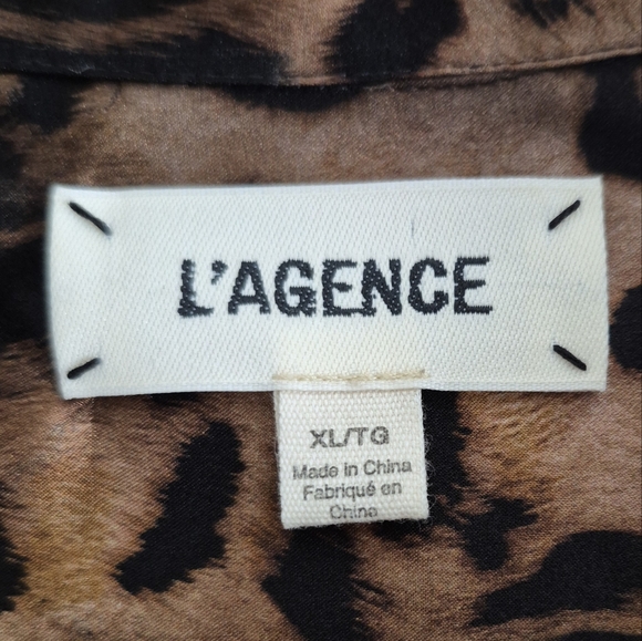 L'Agence Tyler Silk Leopard Print Blouse Button Up Shirt - Picture 3 of 12